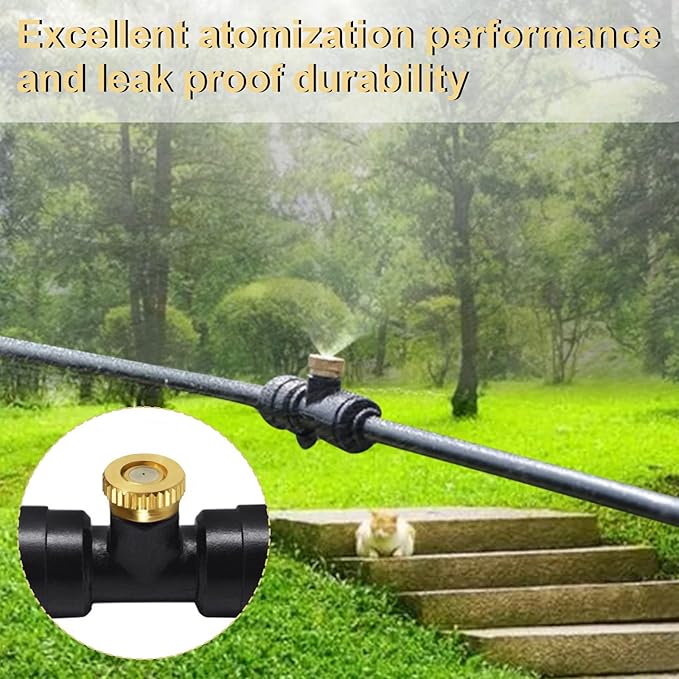 KUWAN 0.016" Orifice (0.4mm) Thread UNC 10/24 Brass Misting Nozzles Low Pressure Atomizing Misting Sprayer Water Hose Nozzle for Greenhouse, Landscaping, Outdoor Cooling Mister System (100PCS)