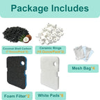 18 Pack Filter Media Compatible with Penn-Plax Cascade 1200 & 1500 CCF4UL/CCF5UL Canister Aquarium Filters, Includes Bio Sponge Filters, White Floss Pads, Activated Carbons, Ceramic Rings & Mesh Bags