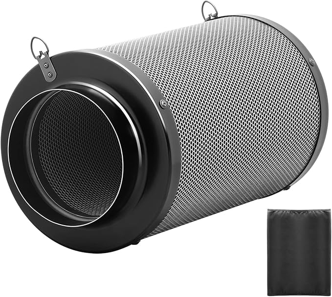 iPower 6" Air Carbon Smelliness Control with Australia Virgin Charcoal, Reversible Flange, Pre-Filter, Fit with Inline Duct Fans for Grow Tents