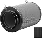iPower 6" Air Carbon Smelliness Control with Australia Virgin Charcoal, Reversible Flange, Pre-Filter, Fit with Inline Duct Fans for Grow Tents