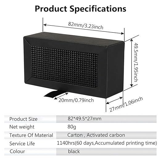 2PCS 3D Printer Activated Carbon Air Filter Cartridge For Bambu Lab X1C/P1P/P1S/X1/X1E, Air Purifier Filter Replacement Easy to Install 3D Printer Accessories Ultra-Absorption for 3D Printing Filament