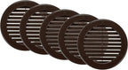 Vent Systems 4" Inch (Opening Dimensions) - Pack of 5 - Brown Soffit Vent Cover - Plastic Round Air Vent Grille - Built-in Mesh Screen - HVAC Register Louver for Bathroom, Home, Kitchen