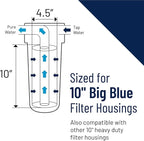 Pentair Pentek NCP-BB Big Blue Carbon Water Filter, 10-Inch, Whole House Non-Cellulose Carbon Impregnated Pleated Filter Cartridge, 10" x 4.5", 10 Micron, Pack of 2