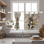 Funny Farm Animals Kitchen Curtains 24 Inch Length, Small Window Curtains Tab Top, Vintage Barn Brown Sunflowers Light Filtering Short Window Treatments Tier Drapes 27.5"x24" 2 Panel