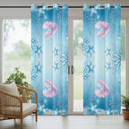 Ocean Shell Outdoor Curtains for Patio Corals Starfish Summer Marine Waterproof Outside Curtains with Grommet Top Weatherproof Curtain for Cabana Pergola Gazebo, 2 Pack, 54" W x 108" L