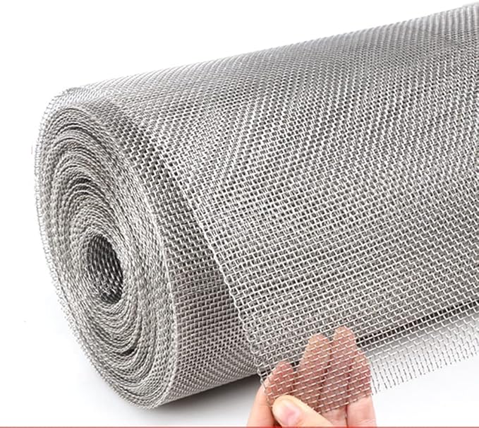 Generic 304 Stainless Steel Screen - 20 Mesh - 1.1Mm Hole Drain Cover Mesh - Durable Metal Filter Roof Vent/Kitchen/Garden Cover Net,Silver,1.2x8m(45x314inch)