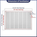 30"W x 20"H [Duct Opening Size] Steel Return Air Filter Grille - Removable Face/Door for 1 inch Filters -HVAC Vent Cover Grill - White [Outer Dimensions: 32 5/8"W X 22 5/8"H]