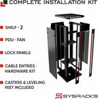 Sysracks 18U Wall Mount Server Rack Cabinet, 19” Locking Network Rack, 24” Deep, Glass Door, with Fan, PDU and Shelf
