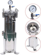 1" NPT Fluid Filter, 304 Stainless Steel - 2 Bag Filter Housing, 150PSL High Pressure Filtration System, 10t/h High Pressure Filter Available for Whole House