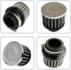 Air Intake Filter - 1" Universal Breather Filter, Automotive Cold Air Filter, Car Valve Cover Oil Breather Turbo Vent Crankcase Cleaner Accessory, Fits Car Motorcycle (Silver)