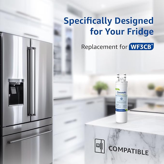 WF3CB Replacement Water Filter, Compatible with Frigidaire WF3CB, Pure Source 3, 706465, 242069601, 242086201, 242017800, WF425, Height 9 inches, Pack of 1