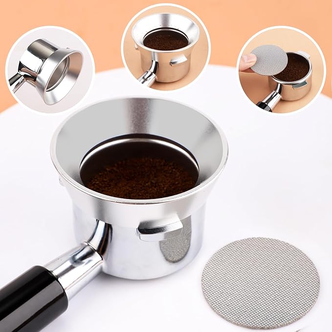 54mm12 Magnetic Dosing Funnel, Espresso Dosing Funnel Aluminum Magnetic Portafilter Funnel with 2 Mesh Filter Coffee Dosing Ring for Kitchen Coffee Shop