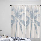 Summer Coconut Tree on Vintage Wood Grain Window Valance Curtains, Seaside Plants Light Filtering Kitchen Valance with 3-inch Rod Pocket for Living Room Bathroom Bedroom,2 Panel,52x72In