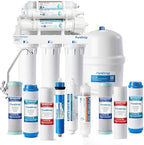 RTW5AK SGS-Tested Reverse Osmosis Alkaline Water Filter System, 6 Stage pH+ Alkaline Remineralization Under Sink RO Water Filtration System Plus Extra 3 Filters, 50 GPD