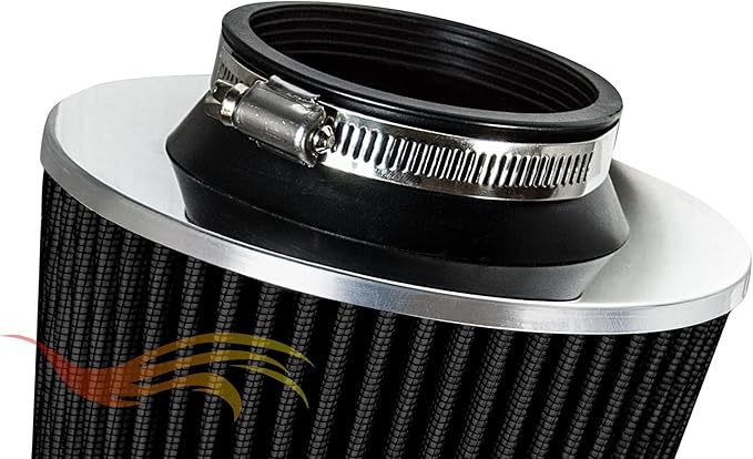 BLACK 3.5" 89 mm Inlet Truck Air Cone Replacement Performance Washable Clamp-On Dry Air Filter (8" Tall)