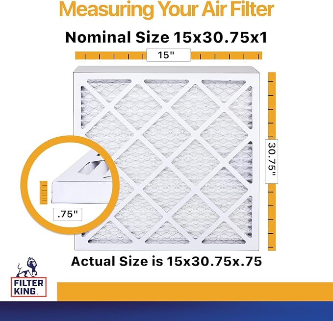 Filter King Air Filters 15x30.75x1 | 4-PACK | MERV 13 HVAC Pleated AC Furnace Filters | Air Purifier | Replacement Filters for Clean, Healthy & Fresh Environment | MADE IN USA