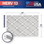 BNX TruFilter 16x24x1 Air Filter MERV 13 (4-Pack) - MADE IN USA - Electrostatic Pleated Air Conditioner HVAC AC Furnace Filters for Allergies, Pollen, Mold, Bacteria, Smoke, Allergen, MPR 1900 FPR 10