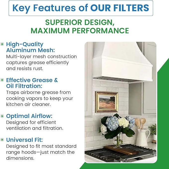 Filter Everything Replacement Filter Nutone 13916-000 Compatible Round Grease Filters - Hood Filter Traps Smoke for Cleaner Air - Vent Filters for a Healthier Kitchen - 10-1/2" x 3-1/4" (1-Pack)