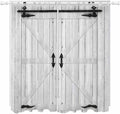 Farmhouse Wood Grain Living Room Curtains 96 Inch Length, Window Curtains Tab Top, Vintage Country Barn Gate Grey Light Filtering Window Treatments Drapes 52"x96" 2 Panel