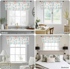 Teal Seahorse Starfish Sheer Valance Curtains, Summer Beach Coral Shell Board Light Filtering Kitchen Valances Rod Pocket Voile Curtain Window Treatment for Bedroom/Living Room/Basement 42Wx18L