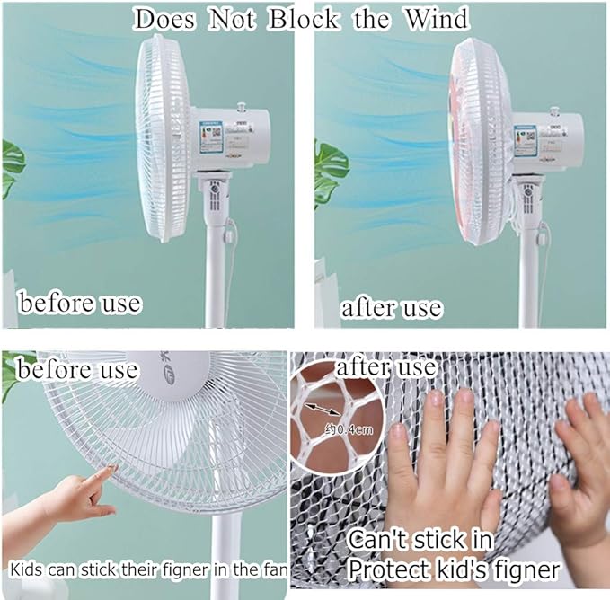 2 Pack - 18" Fan Safety Protection Cover,Kids Finger Protect Fan Net Guard,Washable Pedestal Fans Dustproof Covers,Fans Safety Dust Cover,Perfect for Parents of Toddlers (White)