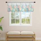 Summer Beach Sheer Valance Curtains, Ocean Colorful Coral Shell Seaweed Starfish Wood Grain Light Filtering Kitchen Valances Rod Pocket Voile Curtain Treatment for Bedroom/Living Room/Basement 54Wx18L