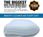 Air Vent Filters Kit, 120"X 10" Cut to Fit Vent Filters for Home and Business. Electrostatically Charged Air Filter Material & 1/2 Adhesive Coins Engineered for use in HVAC, AC & Heating.