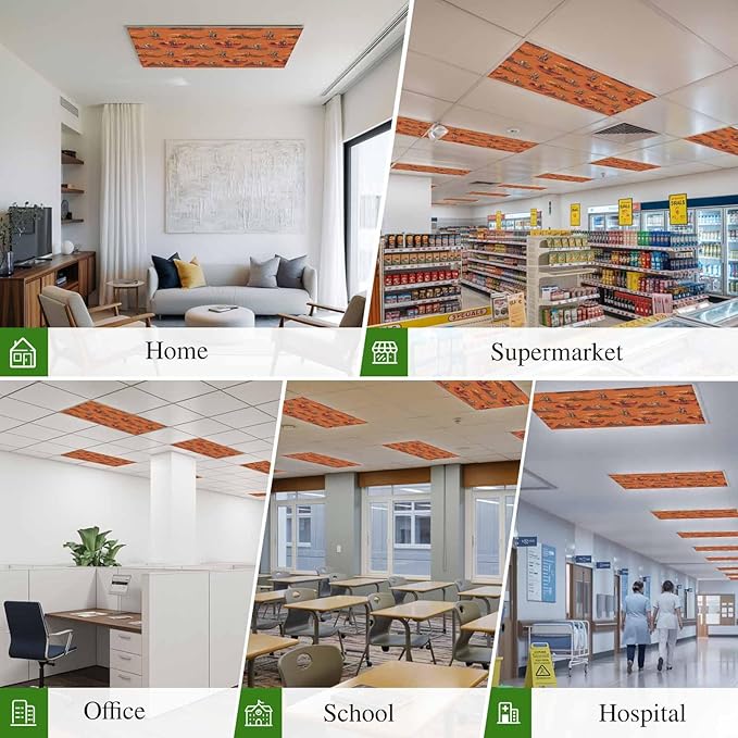 Cowboys Horses 2 Pcs Fluorescent Light Covers 4 x 2 Feet, Desert Ethnic Winds Orange Background Covers for Ceiling Lights Magnetic Light Cloth Filter for Classroom Office Home