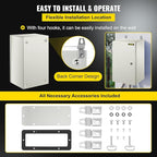 VEVOR NEMA Steel Enclosure, 20 x 12 x 10'' NEMA 4X Steel Electrical Box, IP66 Waterproof & Dustproof, Outdoor/Indoor Electrical Junction Box, with Mounting Plate