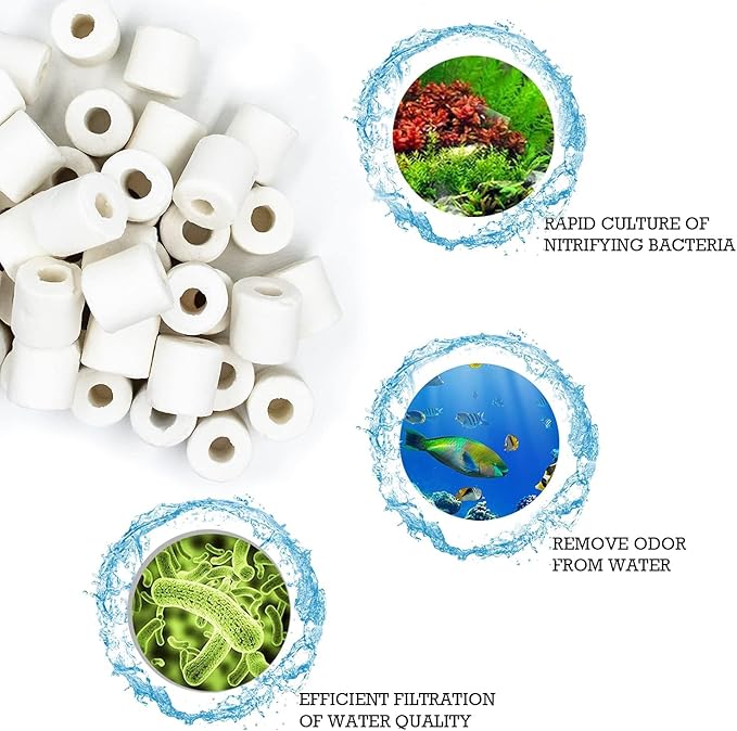 Aquarium Ceramic Ring 420g Bio Ceramic Media Ring for Aquarium Filter Replacement Biological Material Remover for Aquarium Fish Tank Pond Filter