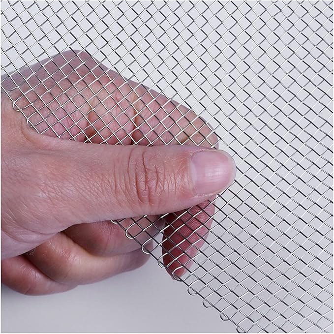 Stainless Steel Woven Wire Mesh Stainless Steel Wire Metal Mesh Sheets, 8 Mesh Steel Woven Mesh Rodent Proof Garden Insect Screen Heat-Resistant Metal Filter Screen Sheet (Silver 1