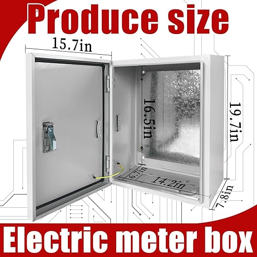 Electrical Box 20 x 16 x 8 Inch Indoor Outdoor Electrical Enclosure Box Steel Junction Box Wall Mounted Universal Electrical Project Box with Safety Locks and Mounting Plates