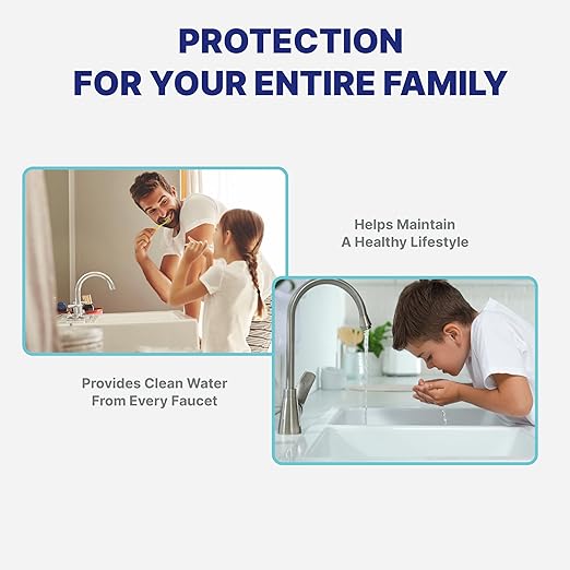 Nu Aqua 3-Stage Whole House Water Filter System with Pressure Gauges - 20” x 4.5” Home Water Filtration System - Sediment, Granular Carbon, Carbon Block Filters - Main Line Home Water Filter System
