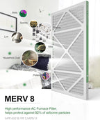 14x25x1 Air Filter 6 Pack, Durable MERV 8 Pleated Home HVAC AC Furnace Filters, Lightweight Compact Air Conditioner Filter Replacement