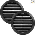 Vent Systems 5'' Inch - Black - Pack of 2 - Soffit Vent Cover - Round Air Vent Louver - Grill Cover - Built-in Insect Screen - HVAC Vents for Bathroom, Home Office, Kitchen