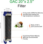 Standard Whole House Coconut Shell Granular Activated Carbon Water Filter 20” x 2.5” Fits 20” x 2.5” Housings. Remove Chlorine and Bad Odor. Compatible with EP-20, HX-CB-25-2010, F3WCB32 Pack of 6