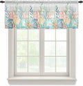 Summer Beach Sheer Valance Curtains, Ocean Colorful Coral Shell Seaweed Starfish Wood Grain Light Filtering Kitchen Valances Rod Pocket Voile Curtain Treatment for Bedroom/Living Room/Basement 54Wx18L