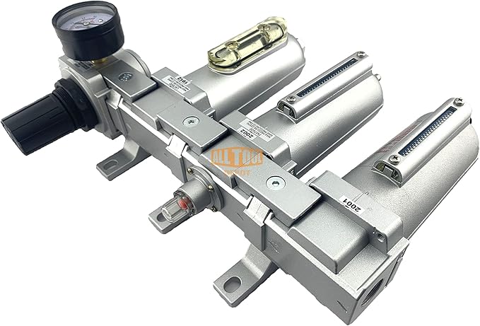 3/4" NPT HEAVY DUTY Industrial Grade 4 Stages Filter Coalescing Desiccant Dryer Regulator System For Compressed Air Lines, Metal Bowls, Great For Paint Spray And Plasma Cutter (MANUAL DRAIN)