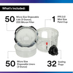3M PPS 2.0 Spray Gun Cup, Lids and Liners Kit, 26028, Micro, 3 Ounces, 200-Micron Filter, Use for Cars, Furniture, House and More, 1 Mini Paint Cup, 50 Micro Liners, 50 Lids, 32 Sealing Plugs