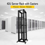 Raising Electronics Server Rack Open Frame Rack 4 Post 19 inch Adjustable Server/Audio Rack Cold Rolled Steel(42U,17Depth)