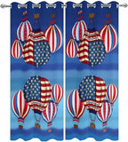 Independence Day Waterproof Outdoor Curtains for Patio, Windproof Weatherproof Curtains with Weighted Hem, Hot Air Balloon Patriotic Star Light Filtering Privacy Drapes for Porch 54"x 84" 2 Panels