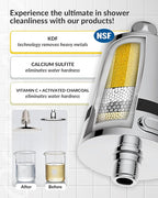 Hard Water Shower Filter - Removes Chlorine, Heavy Metals & Scale - KDF Technology for Softer Skin & Hair - Fits Most Rain & Handheld Showerheads - (Chrome Polished)