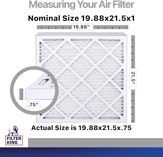 Filter King 19.88x21.5x1 Air Filter | 4-PACK | Carbon MERV 8 HVAC Pleated A/C Furnace Filters | MADE IN USA | Actual Size: 19.88 x 21.5 x .75"
