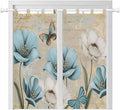 Spring Flowers Living Room Curtains 84 Inch Length, Window Curtains Tab Top, Vintage Rustic Tulips Floral Butterfly Khaki Light Filtering Window Treatments Drapes 42"x84" 2 Panel