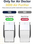3000 Replacement Filter Compatible with Air Doctor AD3000 Version Air Purifier, Not for AD3500, 2 High-Efficiency Filters, Compare to Part #ADF3001