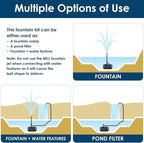 AquaMiracle All-in-One Koi Pond Filters for Outdoor Ponds 200-350 Gal, Pond Fountain Pump with 3 Spray Patterns, Fountain Kit with 400GPH Water Pump for Garden, Water Feature, Bird Baths