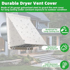 4 Inch Dryer Vent Cover Outside with Mesh and Damper,Wall Vent Exhaust Vent Cover,4" Metal Dryer Vent Cover Outdoor,Exterior Dryer Vent Hood Outlet Cap for Laundry Dryer Range Hood AC Air Vent,White