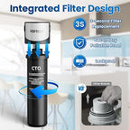 Vortopt Under Sink Water Filter System,NSF/ANSI 42 Certified Water Purifier,28000 Galloons Large Flow Flux,Reduces PFOA/PFOS,Chlorine,Bad Odors,Direct Connect to Kitchen Faucet (Black-Q5-C2-28000GAL)