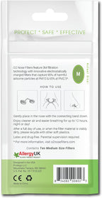 O2 Nose Filters with 3M Filtration - Nasal Screens for Allergies, Dust & Smoke - Drug-Free & Latex-Free Nose Filters - Invisible Allergy Protection (Medium x 10)