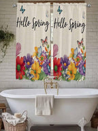 Spring Flowers Bedroom Curtains 63 Inches length, Farmhouse Vintage Country Colorful Floral Window Treatment Curtain Drapes, Rod Pocket Curtain Panels for Living Room Kitchen, 42"x63", 2 Panels